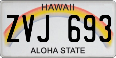 HI license plate ZVJ693