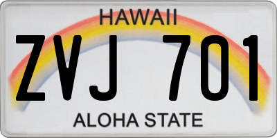 HI license plate ZVJ701