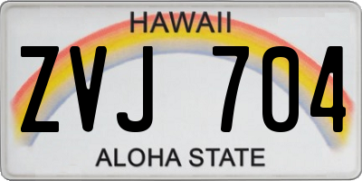 HI license plate ZVJ704