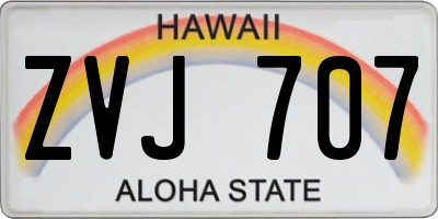 HI license plate ZVJ707
