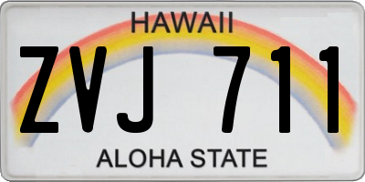 HI license plate ZVJ711