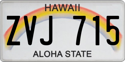 HI license plate ZVJ715
