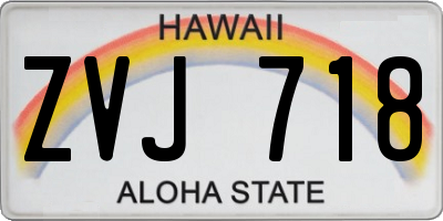 HI license plate ZVJ718