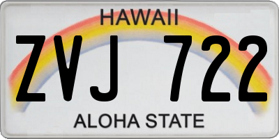 HI license plate ZVJ722