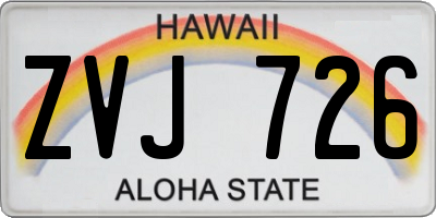 HI license plate ZVJ726