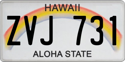 HI license plate ZVJ731