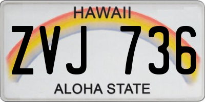 HI license plate ZVJ736
