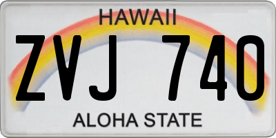 HI license plate ZVJ740