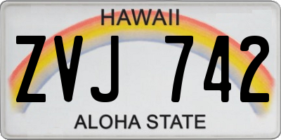 HI license plate ZVJ742