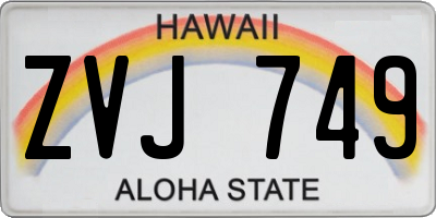 HI license plate ZVJ749