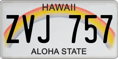 HI license plate ZVJ757