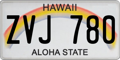 HI license plate ZVJ780