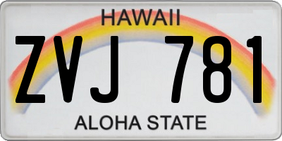 HI license plate ZVJ781