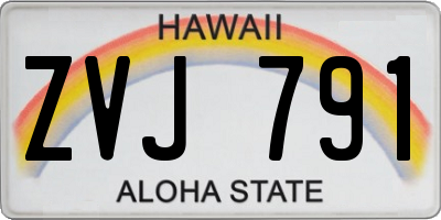 HI license plate ZVJ791