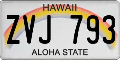HI license plate ZVJ793