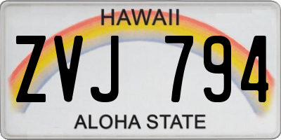 HI license plate ZVJ794