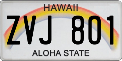 HI license plate ZVJ801