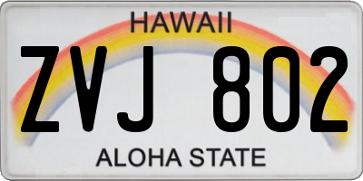 HI license plate ZVJ802
