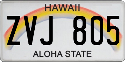 HI license plate ZVJ805