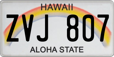 HI license plate ZVJ807