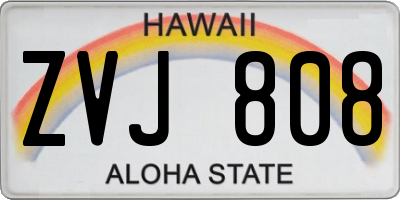 HI license plate ZVJ808