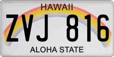 HI license plate ZVJ816