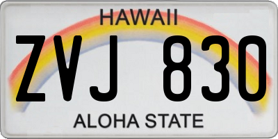 HI license plate ZVJ830