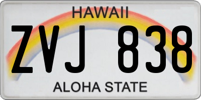 HI license plate ZVJ838