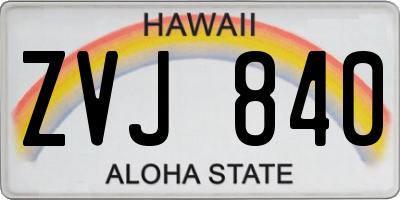 HI license plate ZVJ840