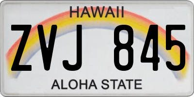 HI license plate ZVJ845