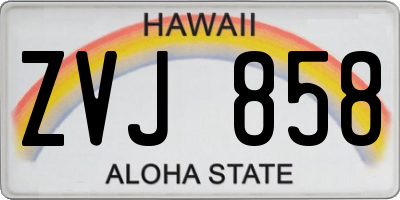 HI license plate ZVJ858