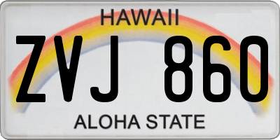 HI license plate ZVJ860