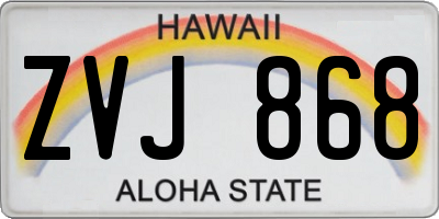 HI license plate ZVJ868