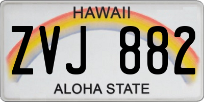 HI license plate ZVJ882