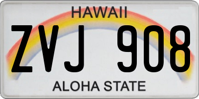 HI license plate ZVJ908