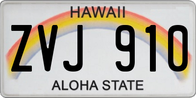 HI license plate ZVJ910