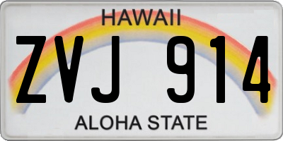HI license plate ZVJ914