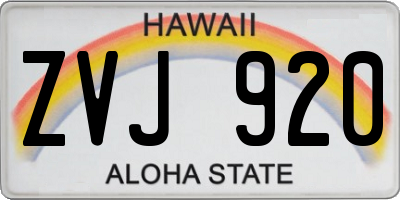 HI license plate ZVJ920