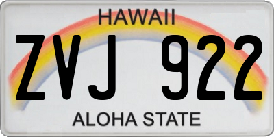 HI license plate ZVJ922