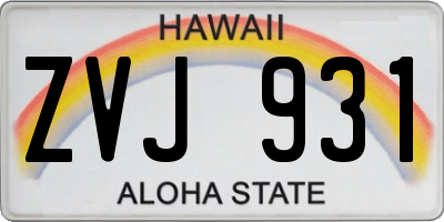 HI license plate ZVJ931