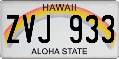HI license plate ZVJ933