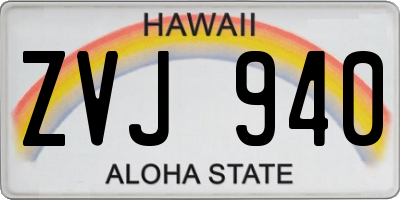HI license plate ZVJ940