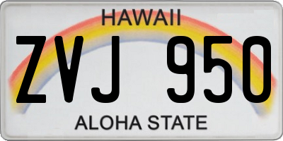 HI license plate ZVJ950