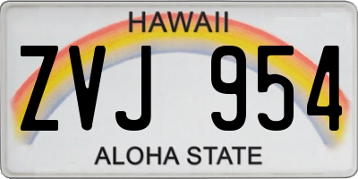 HI license plate ZVJ954
