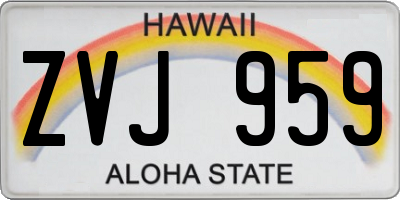 HI license plate ZVJ959