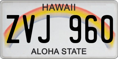 HI license plate ZVJ960