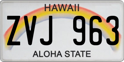 HI license plate ZVJ963