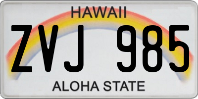 HI license plate ZVJ985