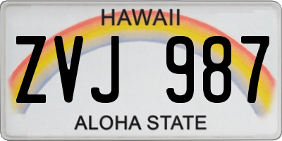 HI license plate ZVJ987