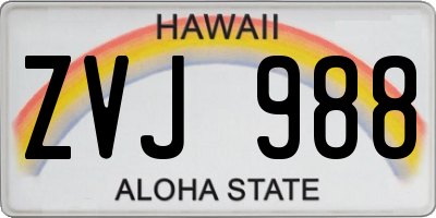 HI license plate ZVJ988